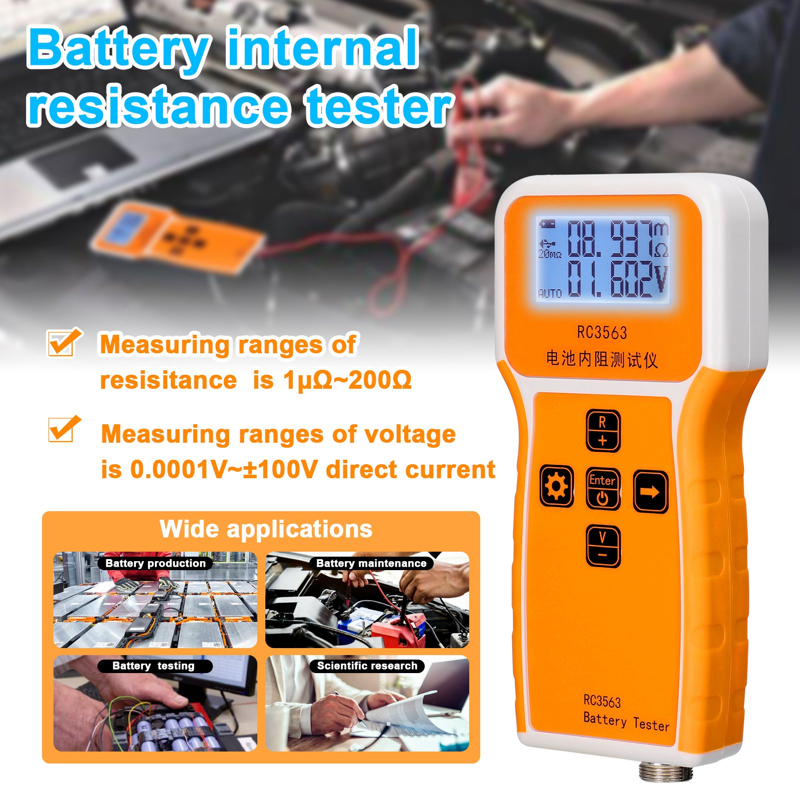200Ohm 100V Handheld Battery I - Battery Internal Resistance Tester Four Wire ulasan dan harga
