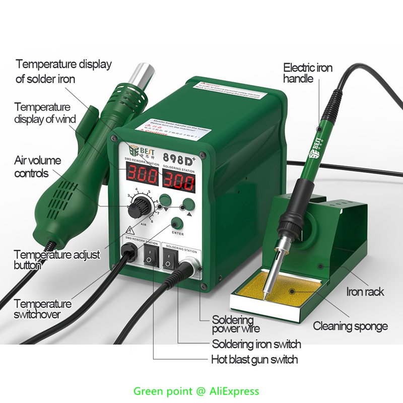BST-898D+ LED Display 2 in 1 I - Smd Rework Station Hot Air Soldering 2 In 1 ulasan dan harga