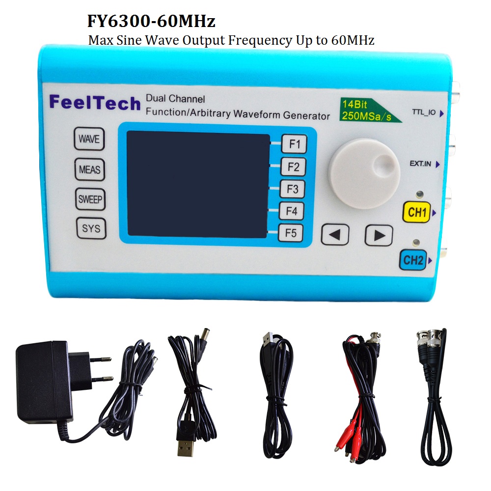 FY6300 Function Arbitrary Wave - Dual Channel Arbitrary Waveform Function Generator 60Mhz ulasan dan harga